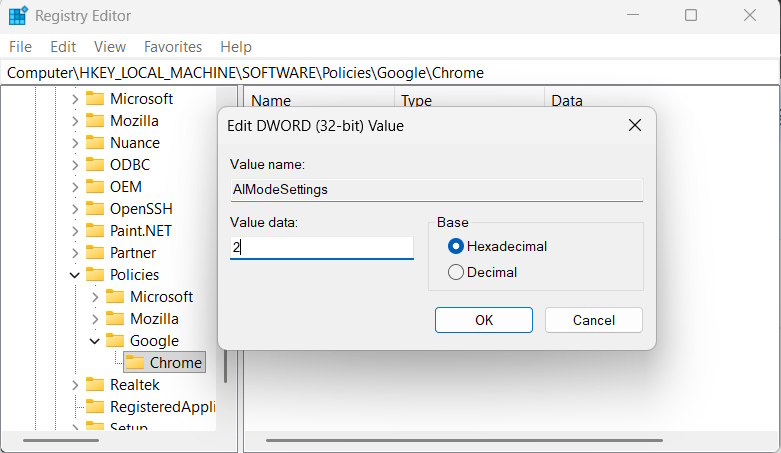 Vô hiệu hóa AI Mode trong Chrome