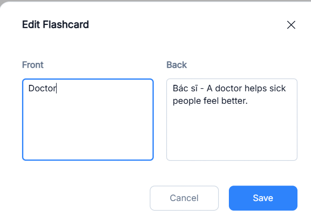 Chỉnh sửa nội dung flashcard trên NoteGPT