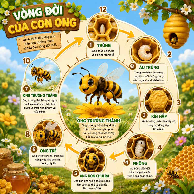 Prompt tạo ảnh Vòng đời dạng đồng hồ
