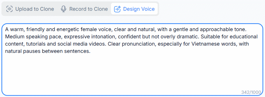 Câu lệnh tạo voice AI trên NoteGPT