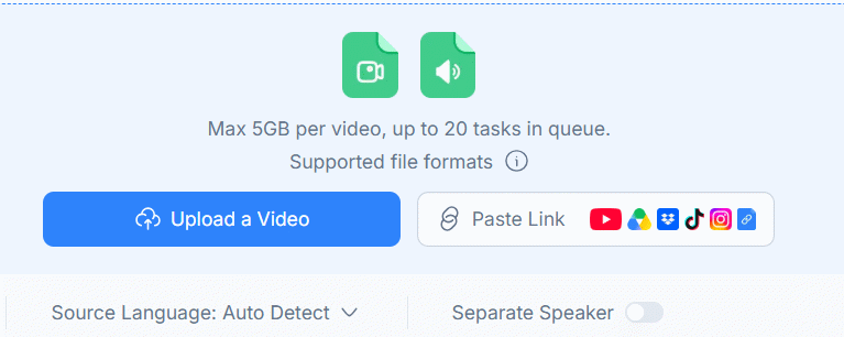 Tùy chọn tải video lên NoteGPT