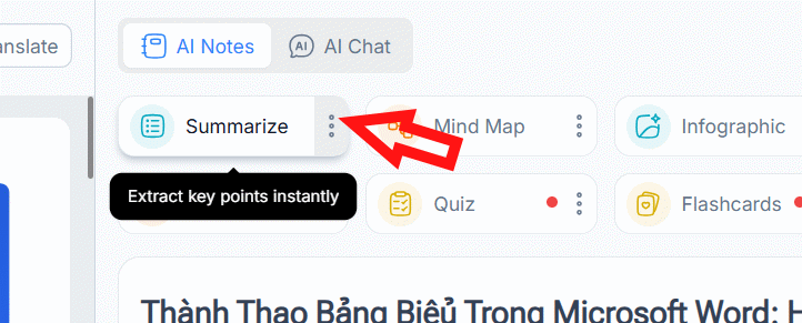 Chỉnh Summarize trên NoteGPT