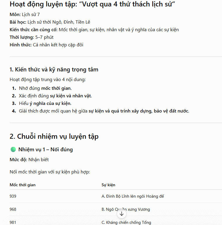 Câu lệnh tạo hoạt động luyện tập