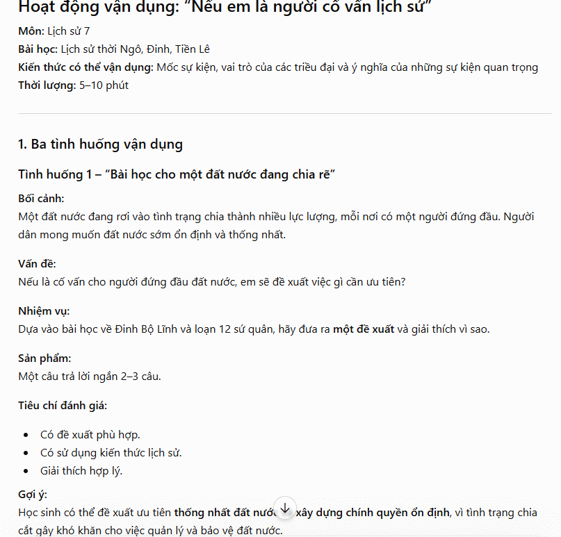 Hoạt động vận dụng