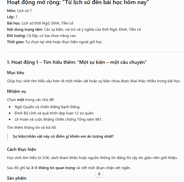 Hoạt động mở rộng 