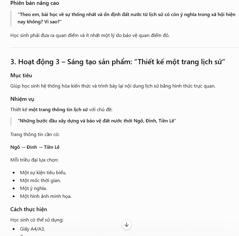Nội dung hoạt động mở rộng 
