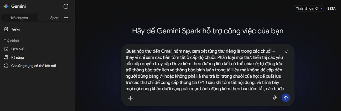 Prompt dọn dẹp hộp thư đến với Gemini Spark