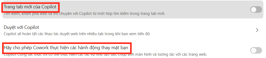 Tắt Copilot trong tab mới trên Edge