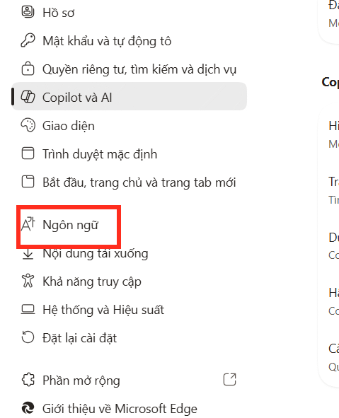 Chỉnh ngôn ngữ trên Edge