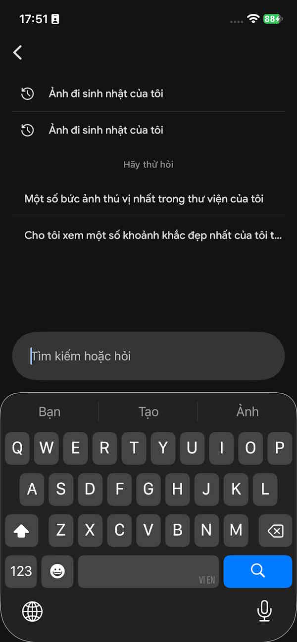 Giao diện tìm kiếm Google Photos