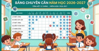 Prompt tạo bảng chuyên cần năm học