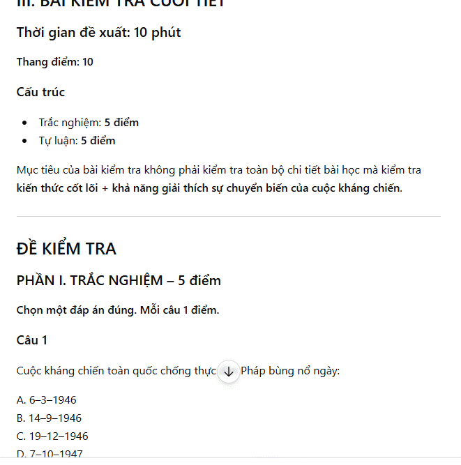 Thiết kế đánh giá-kiểm tra môn Sử