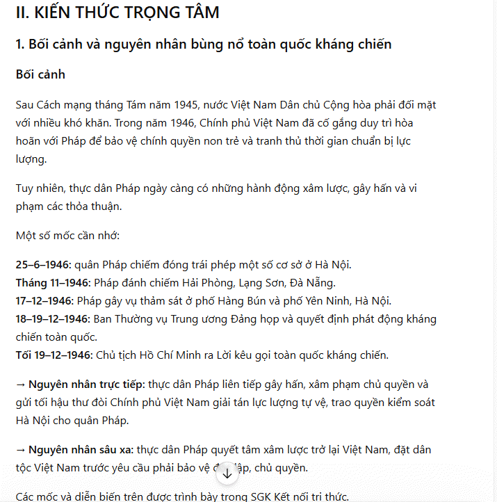 Nội dung kiến thức môn sử