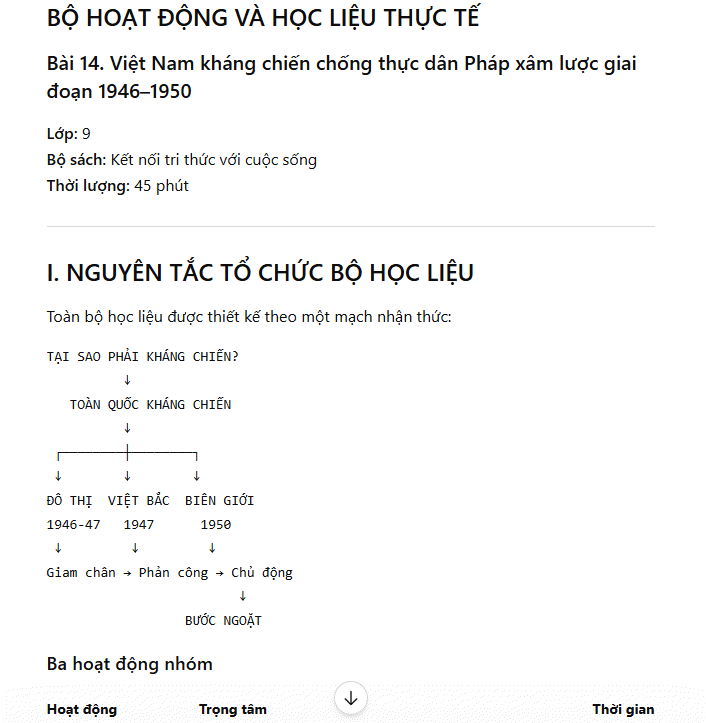 Thiết kế hoạt động môn Sử