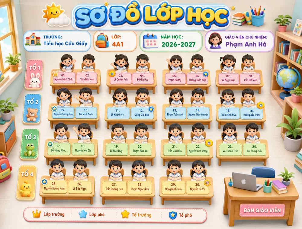 Mẫu sơ đồ Tiểu học