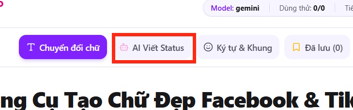 AI viết status trên FancyText Studio