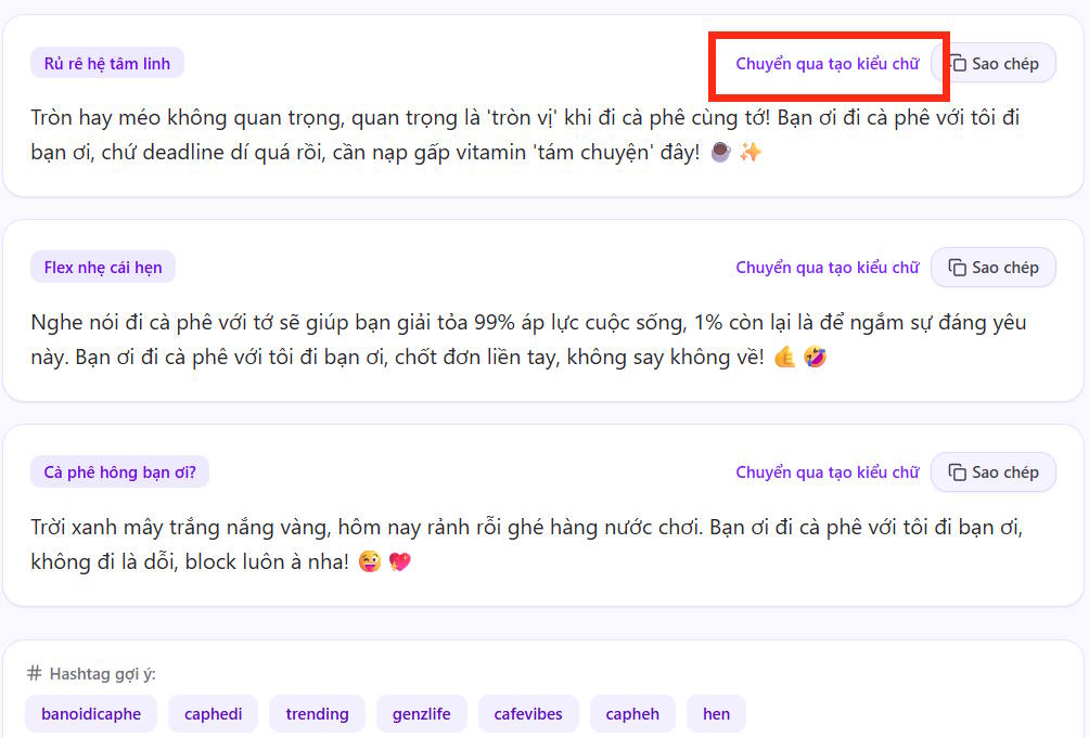 Chuyển status sang chữ kiểu trên FancyText Studio