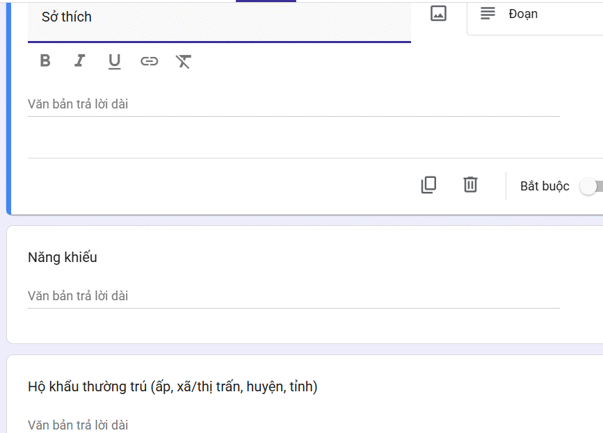 Edit student biographical form in Google Forms