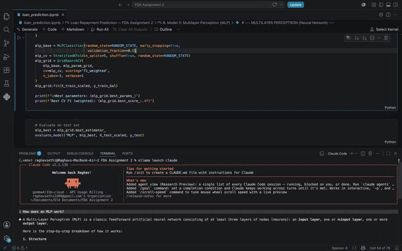 VSCode với Claude Code chạy trong terminal tích hợp