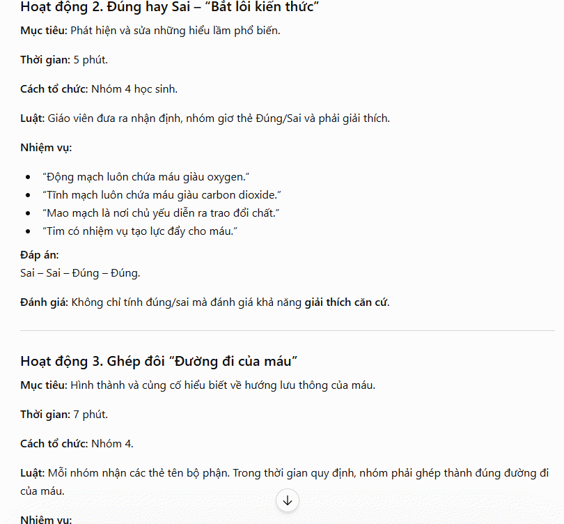 Prompt tạo hoạt động tương tác