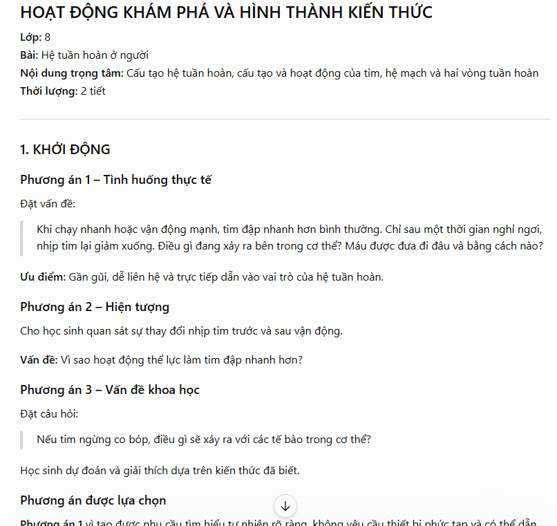 Tạo hoạt động khám phá môn KHTN