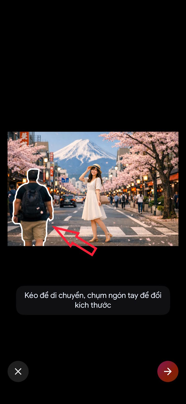 Enlarging an object with AI in Google Photos