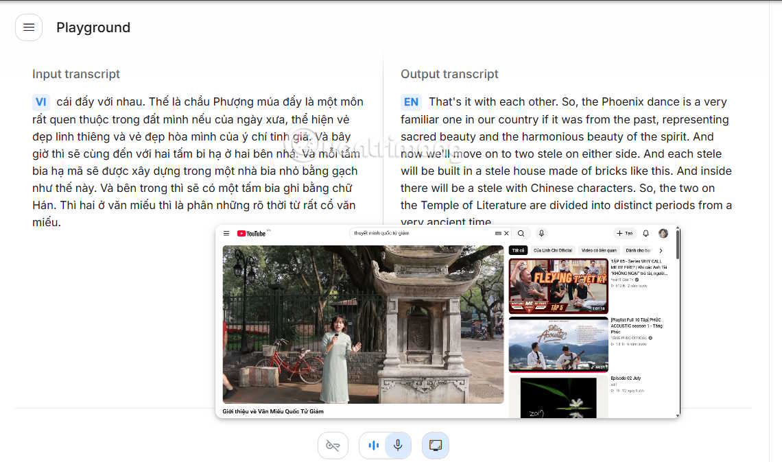 Dịch giọng nói trực tiếp trên Google AI Studio