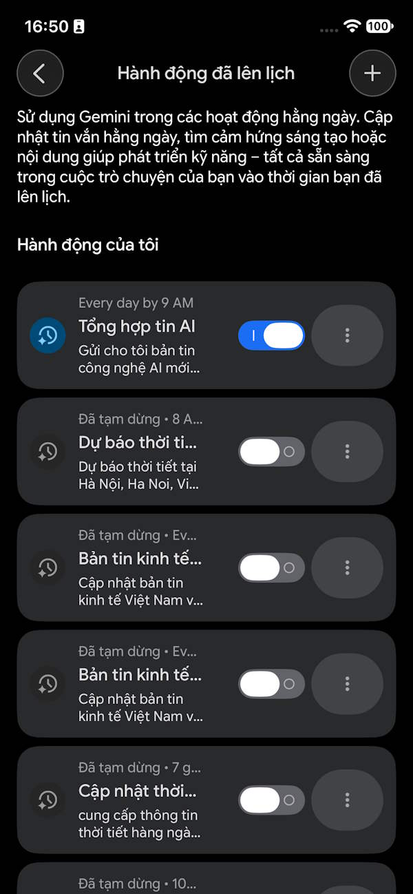 Danh sách công việc đã lên lịch