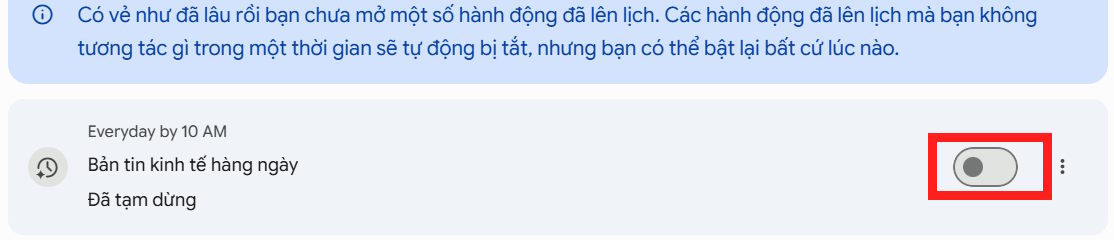 Tạm dừng hoạt động lên lịch trên Gemini