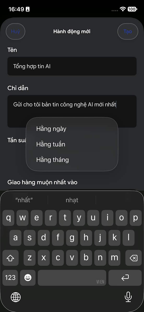 Nhập nội dung lịch hoạt động