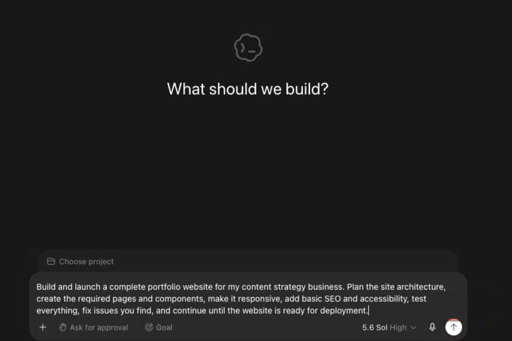 Trang "What should we build" trong chế độ ChatGPT Codex