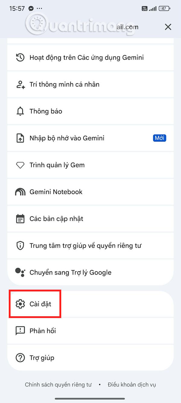 Cài đặt Gemini 