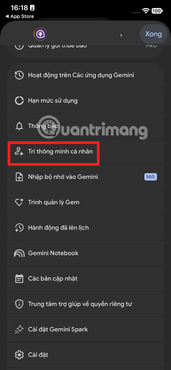 Trí thông minh cá nhân trên Gemini