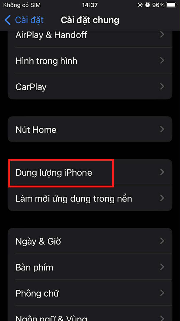 Dung lượng iPhone