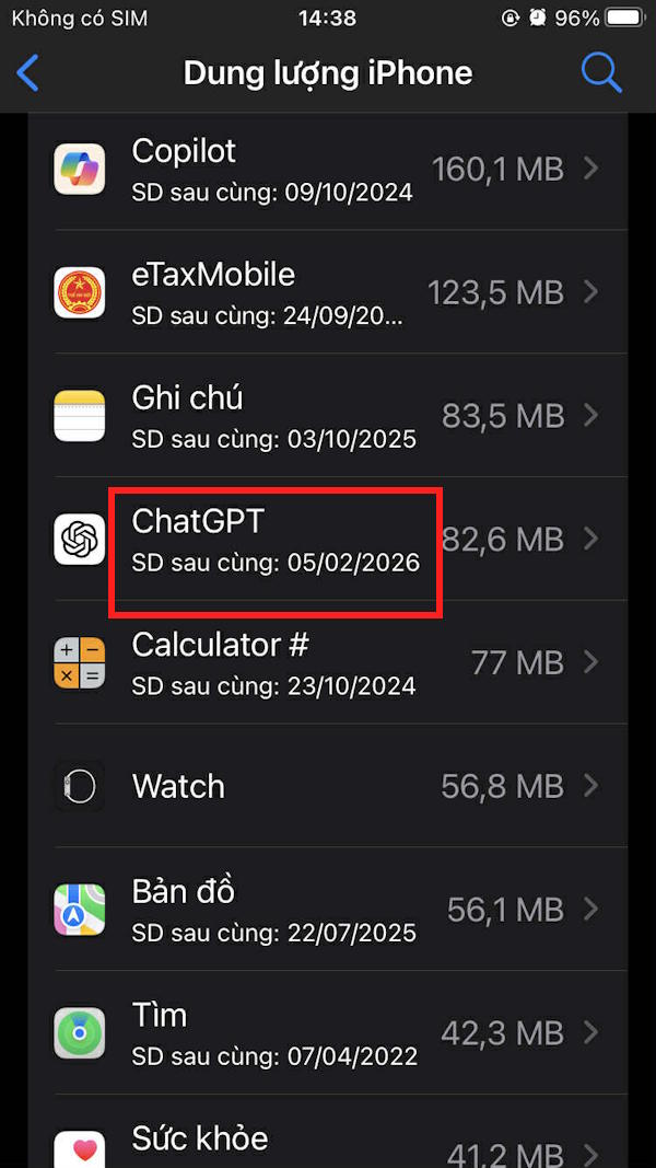 Kiểm tra dung lượng ChatGPT