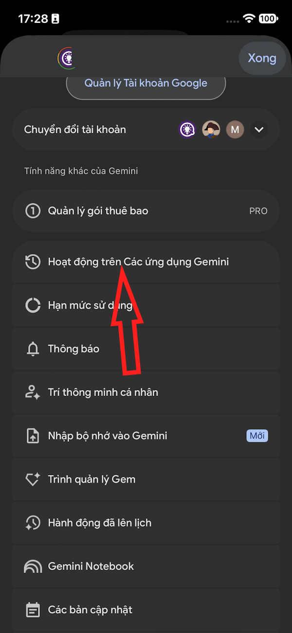 Hoạt động Gemini trên điện thoại