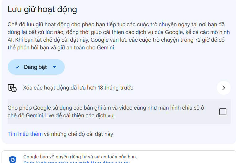 Quản lý hoạt động trên Gemini PC