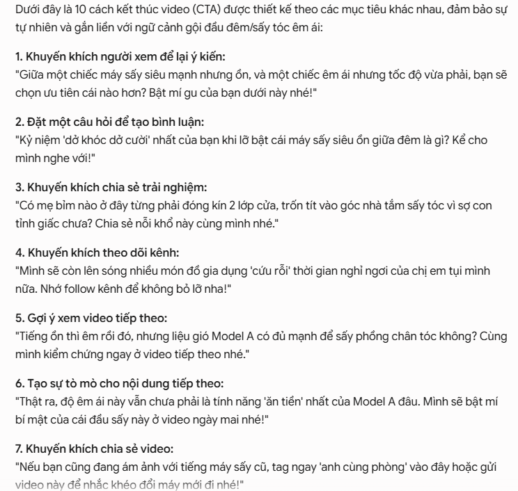 Prompt tạo phần kết cho video