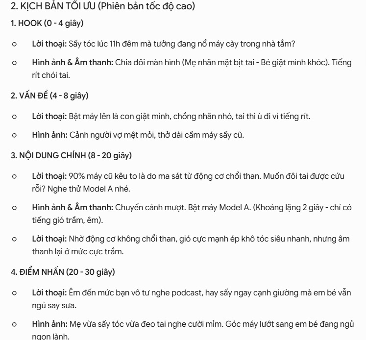 Prompt tối ưu kịch bản