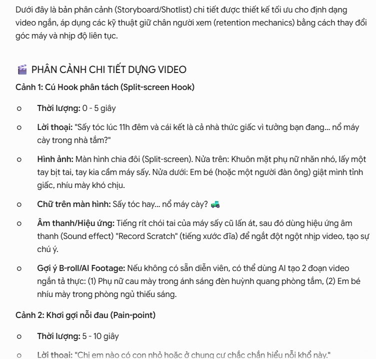 Prompt tạo cảnh video 