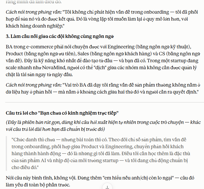 Prompt Claude luyện tập câu hỏi chuyển ngành nghề