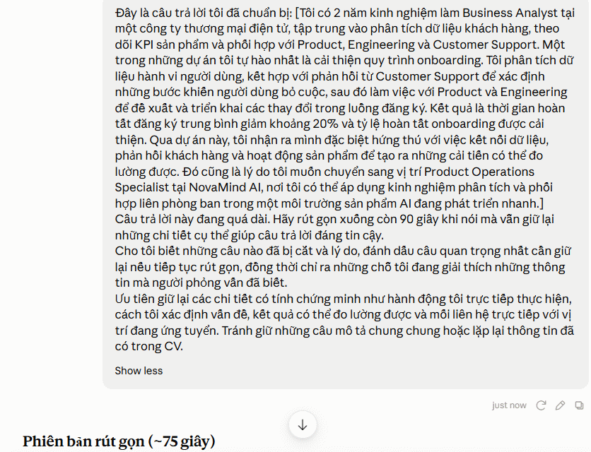 Nội dung câu trả lời