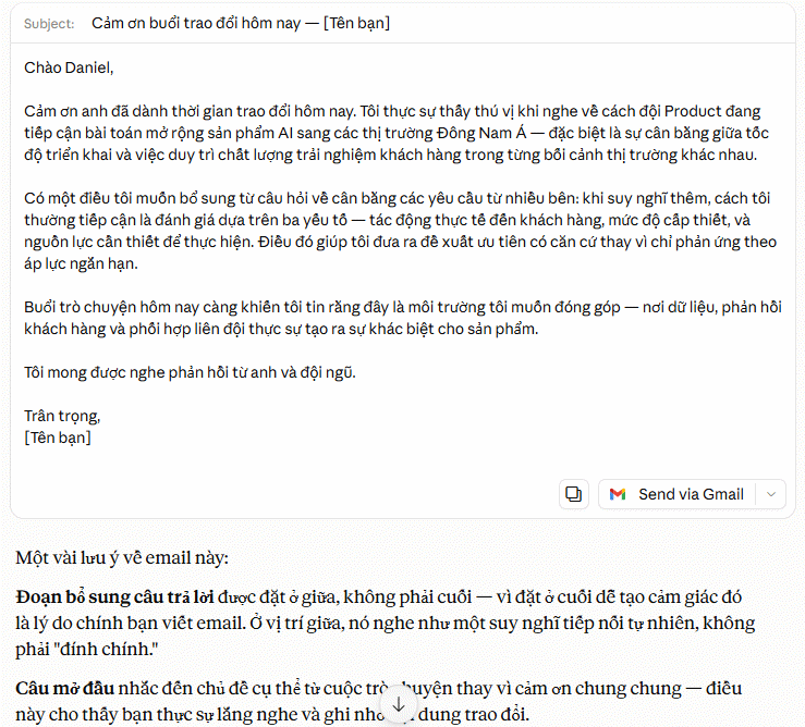 Luyện viết email sau phỏng vấn