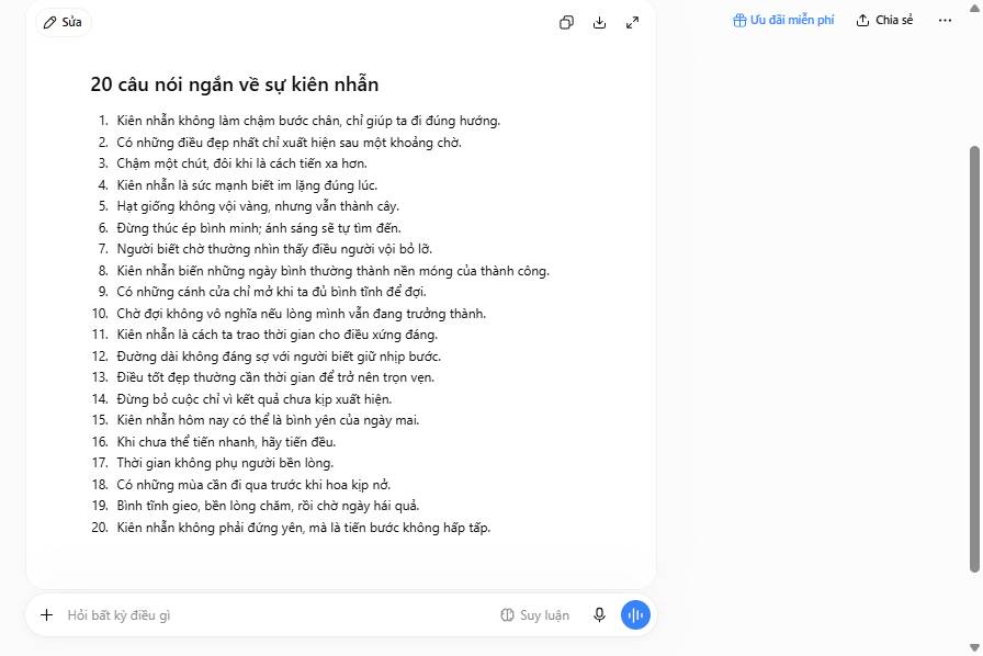 ChatGPT tạo ra những câu trích dẫn gợi suy nghĩ cho Instagram