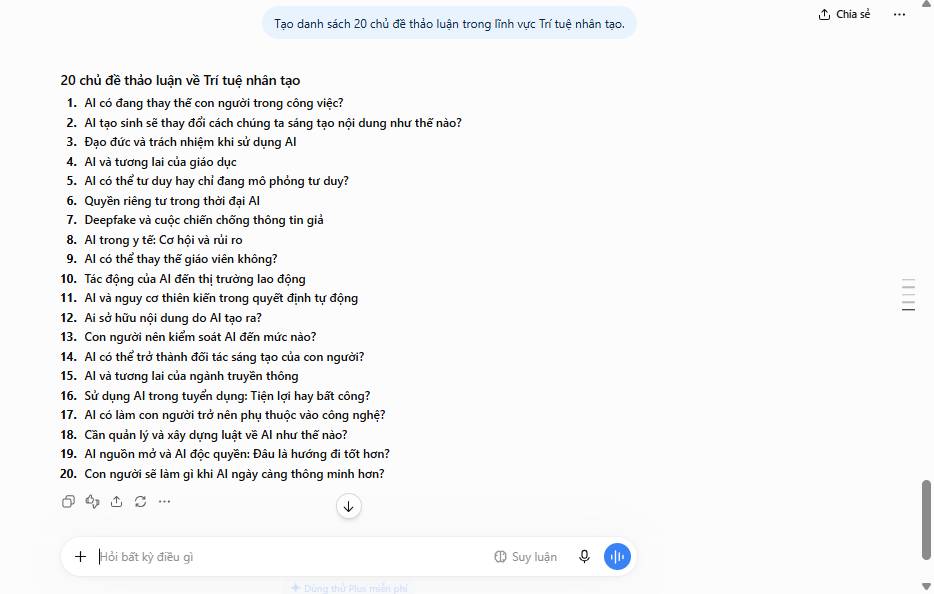 Tìm chủ đề thảo luận cho Instagram với ChatGPT