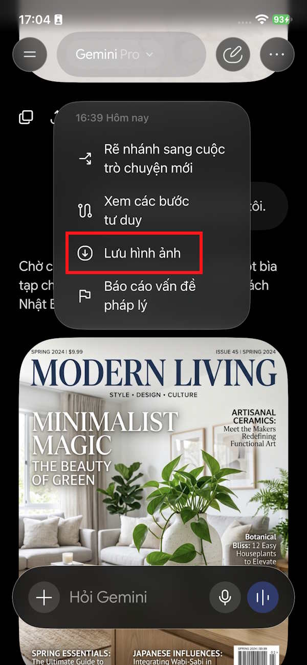 Tải ảnh trên Gemini Live