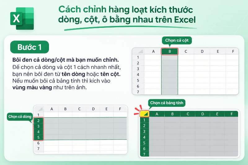 Bôi đen dòng cột cần định dạng