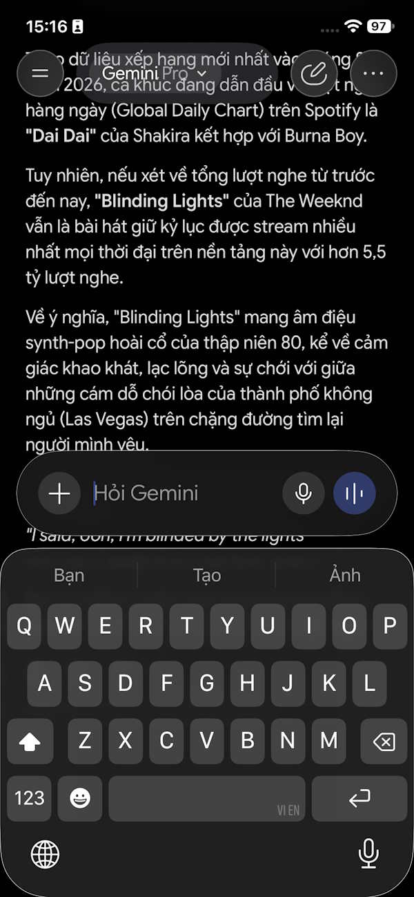 Phản hồi Gemini cho Spotify