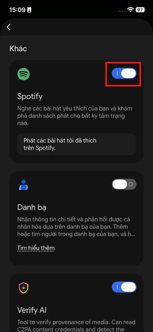 Sử dụng Spotify trong Gemini
