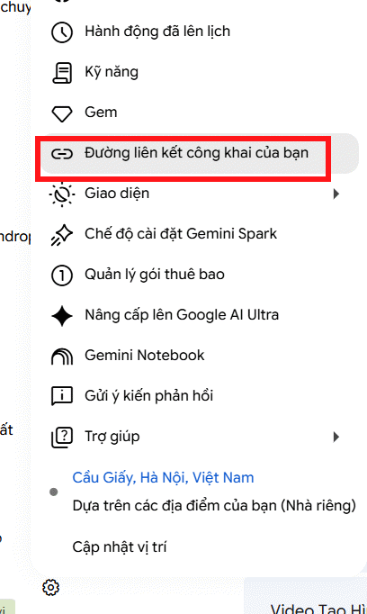 Truy cập link chia sẻ công khai Gemini PC